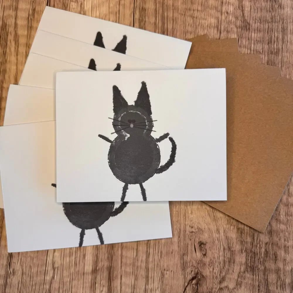 - Greeting Cards Blank Notes Thank You Cards Black Cat Lover 6 w/Envelopes NEW!